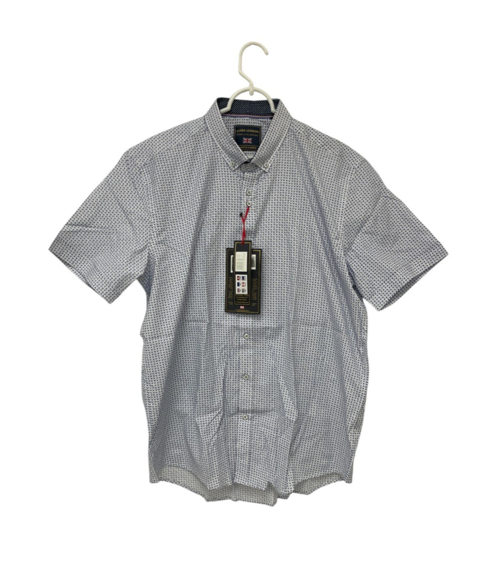 Guide London Premium Range Stretch Button Up Shirt Mens Size XL White Floral NWT